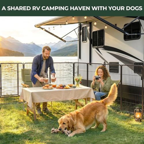 FXW Instant Dog Playpen, RV Camping, Outdoor & Yard, 40" H, 16 Panels | Portable, Easy setup, Heavy-duty, DIY layouts, For Medium & Large Dogs, Patented - size: 40"H