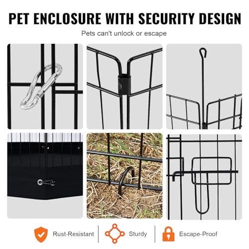 VEVOR Dog Playpen, 8 Pcs 30"H x 24"W Panels Foldable Metal Pet Exercise Pen, Dog Fence Indoor and Outdoor Pen with Door, 600D Oxford Fabric Bottom Pad, Pet Playpen for Dogs, Cats, Other Small Animals - size: 8 panels 30*24in, style: Playpen + Bottom Pad