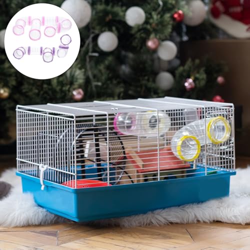 Kisangel 16Pcs Hamster Tunnel Tubes DIY Transparent Connector Pipes for Hamster Cage External Tracks Small Animal Toys 5.89X2.36X2.36In