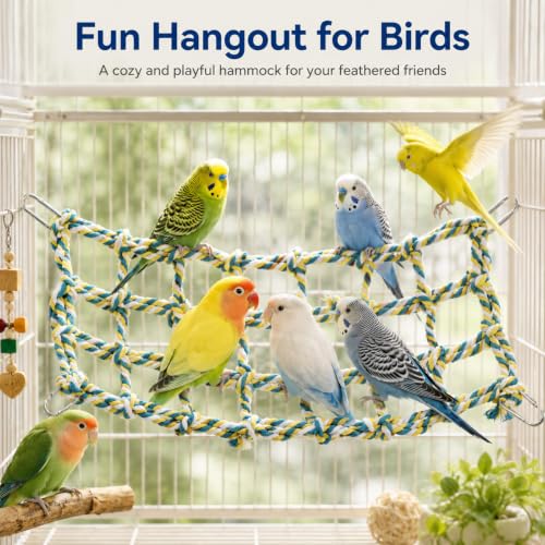 2 Pcs Hanging Rat Rope Net Rat Climbing Bird Rope Toys | Bird Cage Accessories, Colorful Bird Rope Net, Bird Swing Toy, Parrot Climbing Ladder Bridge, for Small Animals