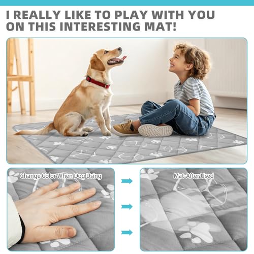 Dog Cooling Mat, 35''*23'' Upgraded Endothermic Color Changing Arc-Chill Cooling Fiber for Summer, Non Slip Sleeping Blanket Pet Pads, Washable Non-Toxic Mats for Bed Floor Soft Crate - size: Large 35in x 23in (1 Pack)