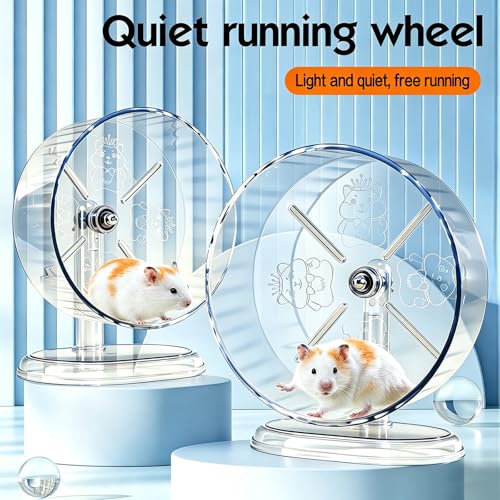 Hamster Wheel,Super Silent Hamster Exercise Wheels,Silent Wheel,Hamster Wheels,Adjustable Stand Hamsters Exercise Wheels,Quiet Rat Wheel (Transparent, Ф8.3 inch) - size: Ф8.3 inch