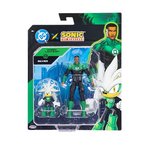 DC X Sonic the Hedgehog Silver as Green Lantern & Green Lantern 2.5/5-inch Figures Multipack - style: 5" Green Lantern with 2.5" Silver Green Lantern