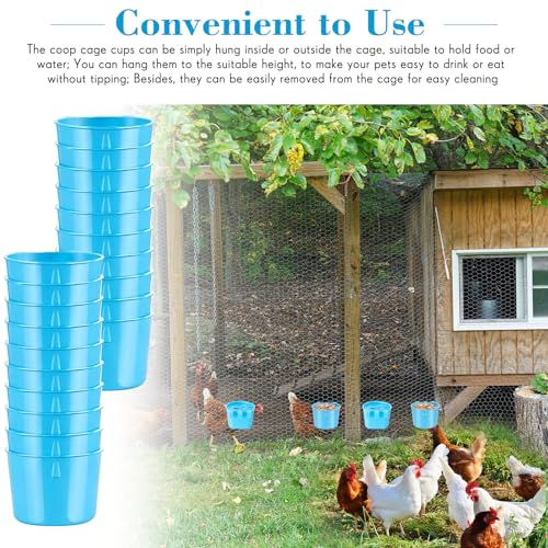 Sumind 60 Pcs Cage Cups Chicken Feeder Birds Hanging Feeders Seed Bowl 8 oz Plastic Water Bowl Hanging Chicken Waterer Feeding Watering Dish Coop Cups for Parrot Parakeet Poultry(Light Blue) - color: Light Blue