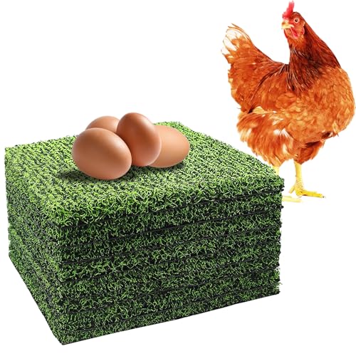 8 Pack Chicken Nesting Pads, Washable Reusable Hen Laying Mats, Green | 12 x 12 inch Chicken Coop Accessories, Cut to Fit Nesting Boxes, Rabbit Cages - color: Green