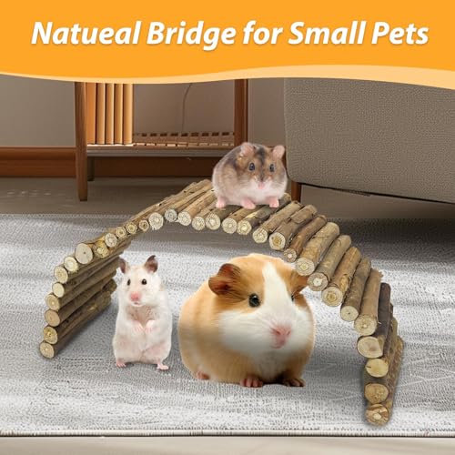 Hamiledyi Wooden Hamster Bridge Ladder 19.7" L x 5.9" W Large Climbing Toy Natural Hideout Tunnel Ramp Hamster Cage Accessories for Rabbits Guinea Pigs Ferret Tortoise Reptile (Pack of 2) - size: 19.7" L x 5.9" W