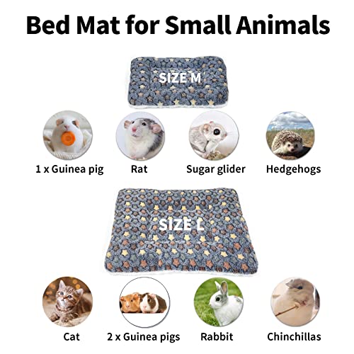 Amakunft 2 Pcs Guinea Pig Bed Mat Washable, Rabbit Winter Bed Pad for Indoor, Warm Small Animal Bed Mattres, Fleece Sleeping Pad for Bunny, Rat, Hedgehog, Sugar Glider, Chinchilla - size: Medium