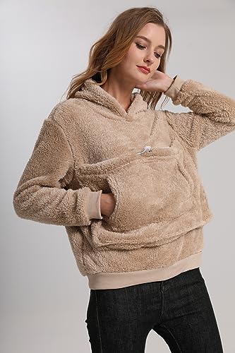 Pet Cat Dog Pouch Hoodies Small Animal Carrier – Kitten Puppy Pouch Sweatshirt Kangaroo Pocket Pullover Top - color: Khaki, size: 4X-Large