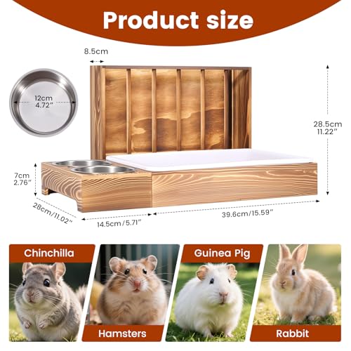 3 in 1 Rabbit Hay Feeder with Litter Box and 2 Bowls | Bunny Feeder Guinea Pig Hay Rack Holder & Litter Box, For Chinchilla Hamsters Guinea Pig Rabbit Bunny Small Animals