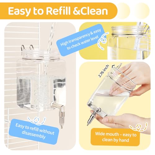 Bird Water Dispenser No Drip 10oz – Leak Proof Small Animal Water Bottle with Stainless Steel Needle Valve & 180° Rotatable Bracket for Parakeet Hamster Mouse Sugar Glider Gerbil