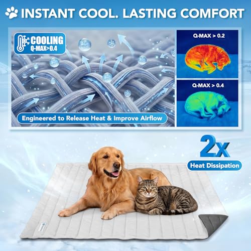 PetAmi Dog Cooling Mat, Q-Max Pet Cooling Blanket with Thick Cushioning, Self Cooling Pad for Dogs & Cats, Reversible Summer Mat for Crate, Couch, Kennel, Gray/Light Grey, Small (24x32) - color: Gray/Light Grey, size: Small (24x32)