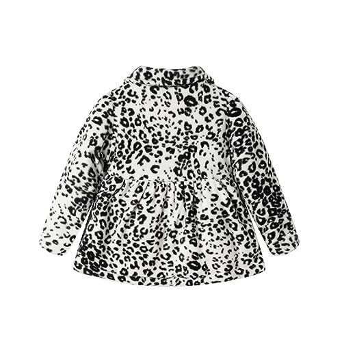 Mud Kingdom Little Girl Fleece Jacket Coat - color: White Leopard, size: 4T