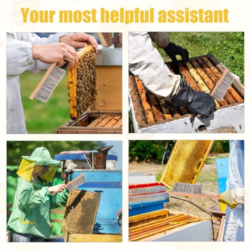 Beekeeping Brush for Beekeepers, Soft Bristles Cleaning Brush with Ergonomic Wooden Handle - Gentle Cleaning Tool for Durable Use, Bee Hive Supplies Beekeeping Equipment for Bee Keepers