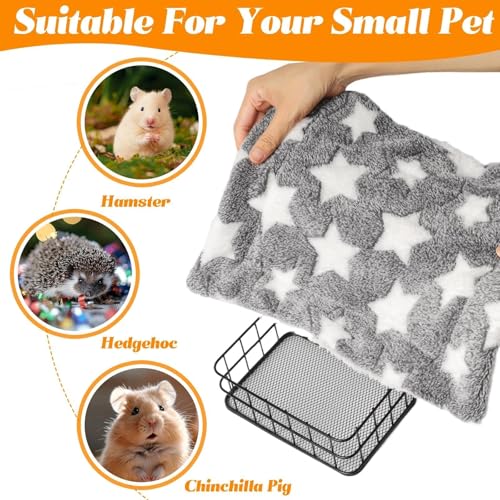 Rat Bed Platform with Blanket, Small Animal Bed Mat, Metal Cage Accessory, Small Pet Animal Rest Hammock, Habitat House Hide Toy for Guinea Pigs Chinchillas Hamsters Sugar Gliders