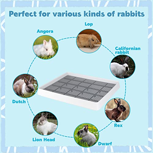 FHTONGE Extra Large Rabbit Litter Box, Low Entry Bunny Potty Trainer Tray | Small Animal Training Litter Pan, Rectangular Pet Toilet with Grid for Rodent Guinea Pig Ferret Squirrel Opossum Sugar Glider - color: Only 0.4" PP Grids, size: 22x18x3"(58x46x9cm