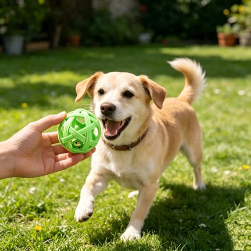 2PCS pet Bell Ball Toy,Suitable for Dogs, Cats, and Other Animals. Safe and Durable, bite-Resistant Design, Promotes Activity, an Essential Daily Plaything for Pets. (Green and Yellow) - color: Green and Yellow