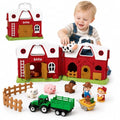 Farm Animal Toys for Toddlers 1-3, Big Barn Montessori Learning Playset | Animal Finger Puppets, Farm Mat and Tractor, Interactive Pretend Play, Christmas Birthday Gifts for 12-18 Months+