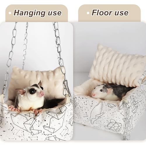 Sugar Glider Bonding Pouch,Hamster Bed with Beaded Fleece Lining,Syrian Hamster Habitat Mini House,Play and Sleeping - Pet Hideout