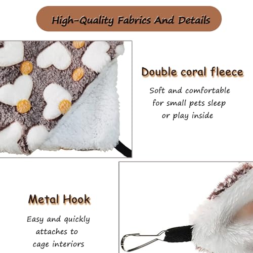 Guinea Pig Ferret Hammock for Cage - Machine Washable Double-Decker Hanging Bed - Fits Sugar Glider,Fancy Rat,Hamster,Gerbil - 13.3" x 13.3" - Love Coffee Pattern - size: 13.3''X13.3''