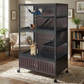 60" Large Ferret Cage, Multi-Level Small Animal Mansion with 4 Wheels, 3 Metal Ramps & Hammock for Chinchillas, Rabbits, Guinea Pigs, Includes PP Trays & Storage Cabinet - size: 59.1"L x 36.2"W x 23.0"H
