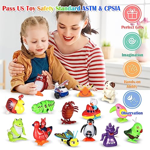 32 PCS Assorted Wind-up Toys for Kids, Bulk Windup Animals Walking Jumping Swimming Flipping Clockwork Toys Stocking Stuffers for Kids, Easter Basket Stuffer