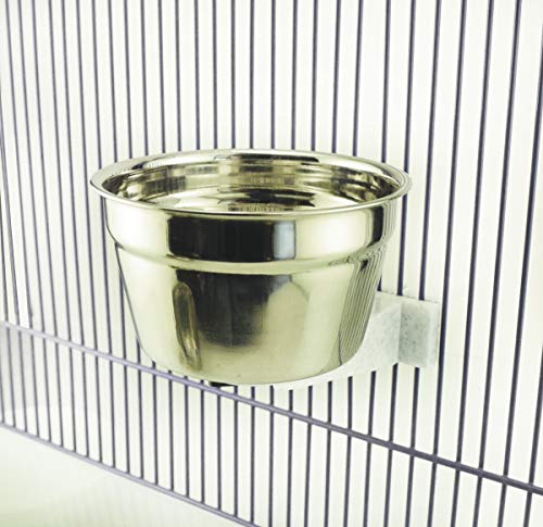 Lixit® Stainless Steel Kennel Food or Water Bowl - Non Spill Hanging Removable Crate Bowls - Carrier Cage Dish for Dogs or Cats for Feeding and Drinking (Stainless Steel, 10 Ounce) - size: 10 oz (Pack of 1)