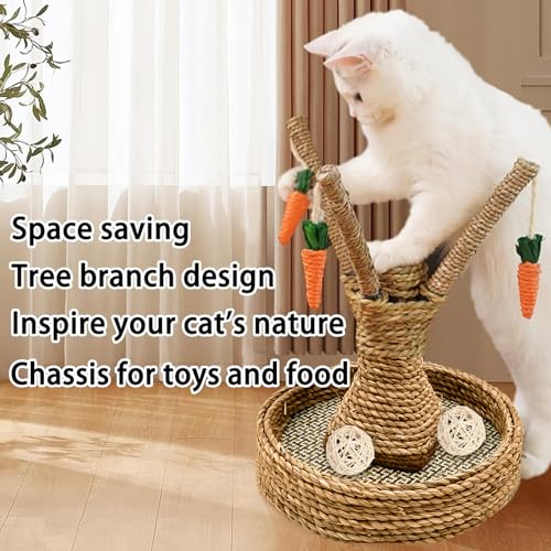 Hamiledyi Bunny Chew Toys Rabbit Rattan Grass Scratcher Climbing Tree Fun Tree Carrot Play Toys for Small Animal Guinea Pig Tooth Cleaning