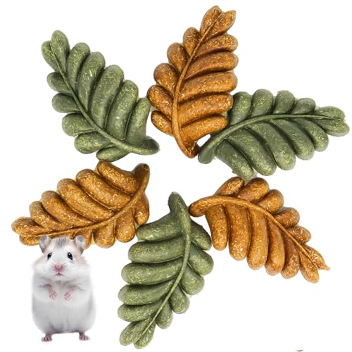 TEEWY Guinea Pig Toys, 6PCS Leaf Shaped Hamster Toys, Natural Guinea Pig Chew Toys for Teeth Grinding, Chinchilla Chew for Gerbil, Rat and Hamster - style: 6PCS-Leaf