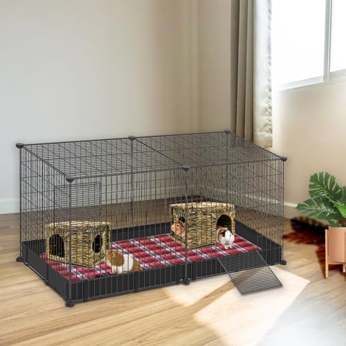 BWOGUE Large Guinea Pig Grass House, Guinea Pig Hideout 2 Pack Straw Hut | Hand-Woven Straw for Gnawing, Double Openings for Guinea Pig Tunnel-Style Play, Foldable Bed for Rest, Bunnies & Chinchillas - size: 2 PACK