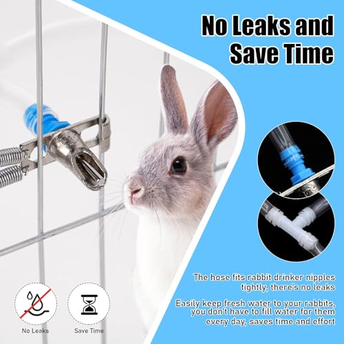 Automatic Rabbit Watering System, Gravity Fed Rabbit Waterer Kit | Rabbit Water Dispenser Includes 6 Sets of Rabbit Water Nipples Drinkers and 16 Feet of ID 5/16" Hose - size: 6 pcs