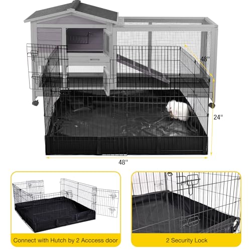 Aivituvin Rabbit Playpen Pet Pen Small Animal Cage with Waterproof Liner - Extension Playpen - color: Black