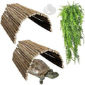 Hamiledyi Extra Large Tortoise Hide 20"x 11.8" Wooden Reptile Hides Large Snake Hide Turtle Hut Bendable Climbing Bridge Wood Tunnel Turtle Hideout for Ball Python Bearded Dragon Chameleon Lizard - size: XL-19.7 x 11.8 -3 PACK