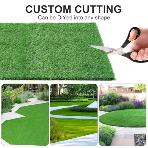 THREE ORANGES Artificial Grass Outdoor 4x6 FT, 1.35 Inch Thick Soft Fake Grass Turf Mat with Drainage Holes, Artificial Turf Grass Rug for Dogs, Patio Backyard Dog Run - size: 4 X 6 FT