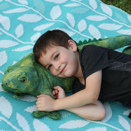 Giant Lizard Stuffed Animal, 31.5 Inch Green Iguana Plush Pillow | Soft Cuddly Reptile Plush; Long Body for Hugs, Lounging & Bedtime Comfort; Birthday & Christmas Gift for Kids & Lizard Lovers - style: Giant Lizard
