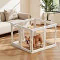 Clear Acrylic Dog Playpen - 33.4 x 33.4 Inch, 24" H 8 Planes Transparent Dog Fence Indoor, Sturdy Pet Pen for Puppy/Small Dog/Rabbit/Pig, Easy Assemble & Cleaning Plastic Whelping Box Enclosure, White - color: White