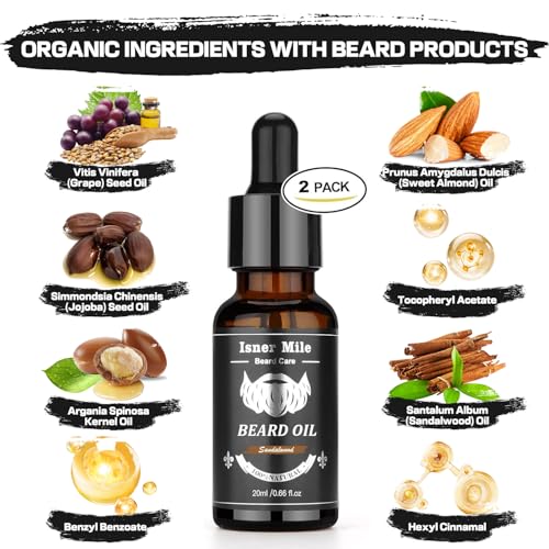 Beard Kit for Men Grooming & Care: Christmas Stocking Stuffers Valentines Fathers Birthday Gifts for Men, Husband, Dad, Boyfriend with Sandalwood Beard Oils and Balm, Wash & Conditioner, Brush, Comb