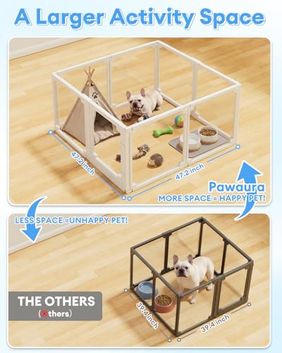 Clear Acrylic Dog Playpen Indoor,Tool-Free Assembly & Easy Clean,24 in Puppy Playpen with Door for Small Dogs/Cats/Rabbits/Pigs/Ferret,Indoor and Outdoor Use,8 Panels - size: 24"H