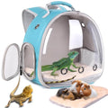 Guinea Pig Carrier Backpack with Soft Warm Mat Set,Lizard Backpack Carrier,Space Capsule Clear Bubble Window Astronaut Reptile Carrier Backpack for Bearded Dragon,Sugar Glider,Bunny - color: Green