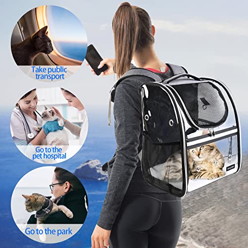 BAGLHER Cat Carrier Backpack, Airline Approved Pet Travel Carrier with Fleece Pad for Puppy and Small Animals - color: Grey2, size: Non-Expandable