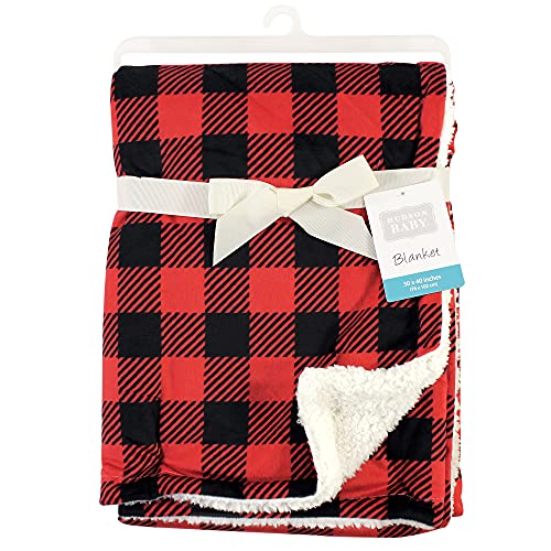 Hudson Baby Unisex Baby Plush Mink and Sherpa Blanket, Buffalo Plaid, One Size - color: Buffalo Plaid, size: One Size
