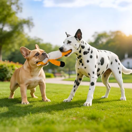 3Pack No Stuffing Dog Squeaky Toys, Plush with Crinkle Attract Medium Small | Durable Plush Puppy Teething Toys, Interactive to Keep Pets Busy, Toss Fetch Tug Play, Best Birthday Gift