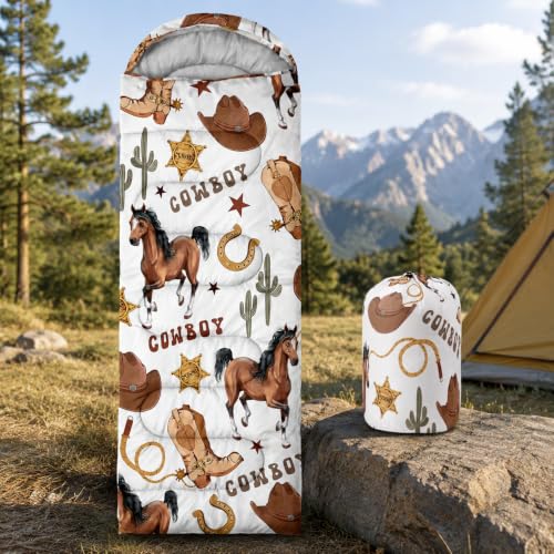 Galaxy Wolf Camping Sleeping Bags Warm & Cool Weather Waterproof Backpacking Blue Purple Starry Sky Sleeping Bag All Seasons Camping, for Adult Kids Boy Girls Camping Gear Equipment, Traveling - color: A-Horse1