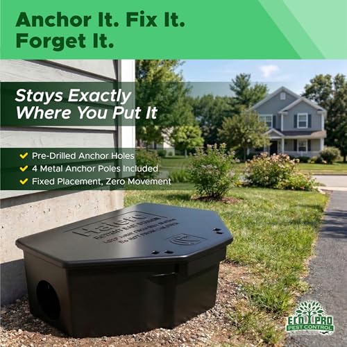 Mouse Bait Station 2 Pack Large Size, Tamper-Resistant Lockable Bait Boxes Indoor Outdoor, Large Rodent Bait Box with Key, Reusable Weather-Resistant Pest Control - size: 2-Pack Large