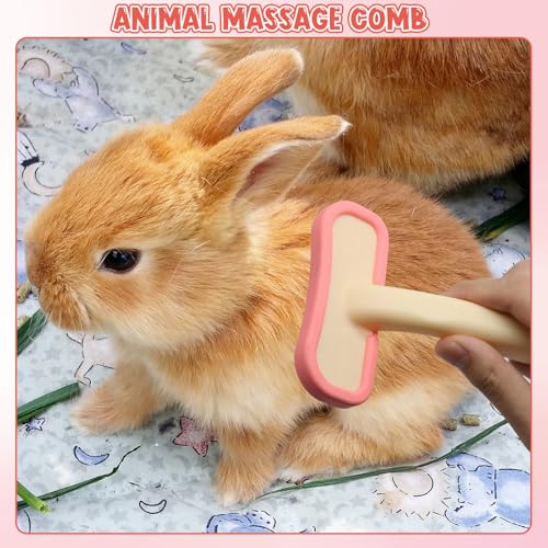 Rabbit Brush, Soft Silicone Small Animal Massage Comb, Practical Bunny Brush for Grooming, Bunny Grooming Kit Supplies Suitable for Cats Puppies & Other Pets - color: 1pc/pink