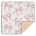 Baby Play Mat Pink Bows on Checkerboard 50 x 50 Playpen Mat for Floor Play Gym Crawling Non-Slip Cushioned Baby Playmat for Infants, Babies, Toddlers - color: Multi 4