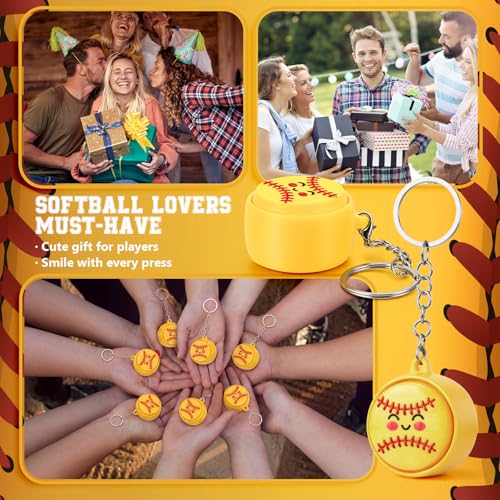 Kenning 12 Pcs Softball Clicker Fidget Keychain Bulk 3D Printed Fidget Toys for Stress Relief Softball Party Favors Team Gifts for Girls Coach Player Fans Goodie Bag Stuffers Back to School Gifts - style: Softball