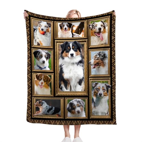 Australian Shepherd Blanket, Dog Throw Blankets, Animal Fuzzy Plush Blanket Ultra Soft for Dog Lover Gift Kids Teens Women Men Girls Boys Stuff Decor for Home Bedding Sofas Couch Camping 60"X50" - color: Australian Shepherd, size: 60"x50"