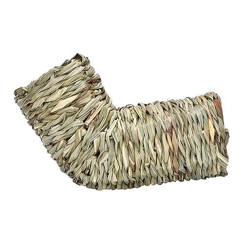 Hamster Grass Tunnel Hideaway, 13 x 3.5 in Reed Straw Tube Nest for Chinchilla, Hedgehog, Gerbil, and Ferret Cage Accessories