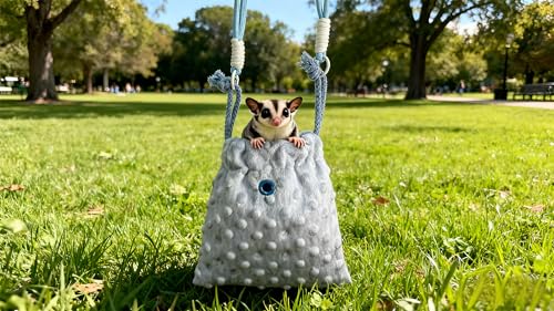 Sugar Glider Bonding Pouch Portable Drawstring Pouch Soft Sleeping Bag with Blue Braided Ribbon Small Animal Carrier- Hedgehog Hamster Ferret (Blue) - color: blue