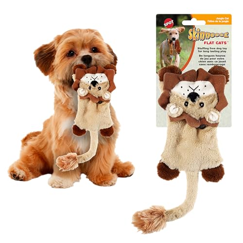 SPOT Skinneeez Flat Cat 11.5 Inch Stuffing-Free Plush Squeaky Dog Toy – Soft Interactive Toy for Mini and Small Dogs – Mess-Free Play for Light Chewers – Assorted Styles - style: Mini Flat Cat